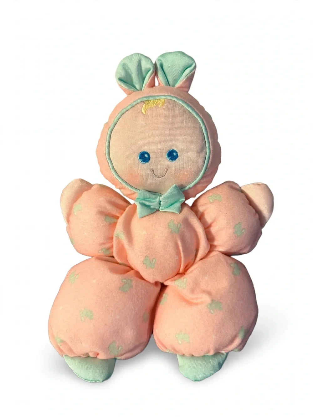Fisher-Price Peach Plush Bunny with Mint Accents